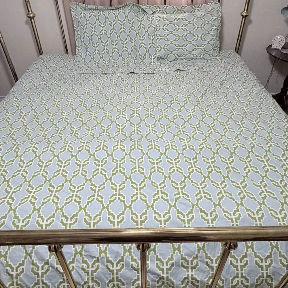 Pottery Barn Shay Trellis FULL QUEEN Duvet and Euro Shams
